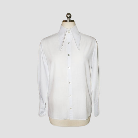 Classic Large Collar Shirt - White