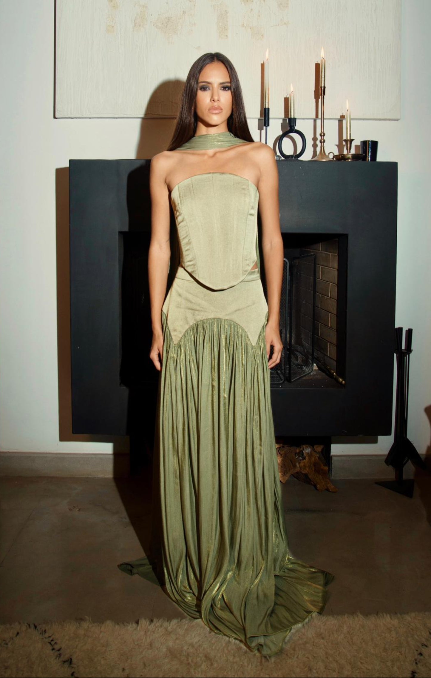 Ensemble corset olive