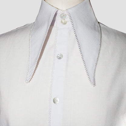 Classic Large Collar Shirt - White